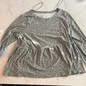 Green Leopard Print Pink Rose brand top